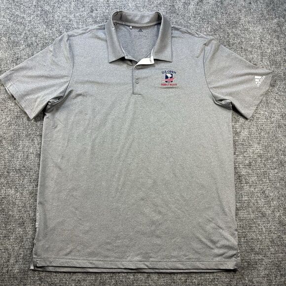 Adidas Pebble Beach Shirt Men Large Gray Golf Polo 2019 US Open Embroidered - Picture 2 of 13